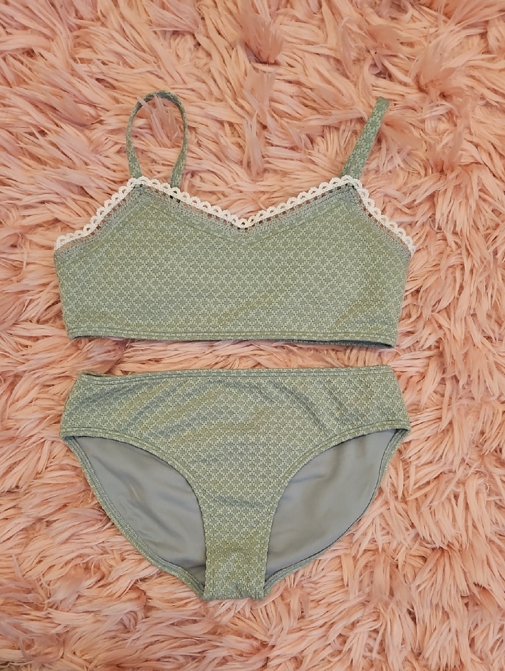 Girls Abercrombie Kids Sage Green Bikini & Matching Shorts Size 11/12 - Picture 2 of 5
